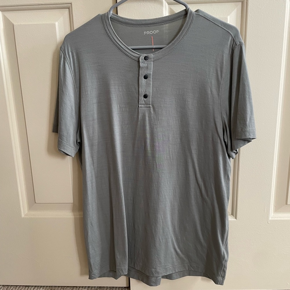 Proof 72 Hour Short Sleeve Henley Gray Shirt